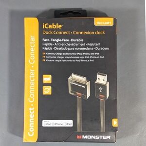 Monster iCable Dock Connect 30-Pin to USB Sync Charge Cable 1M 3.28FT New
